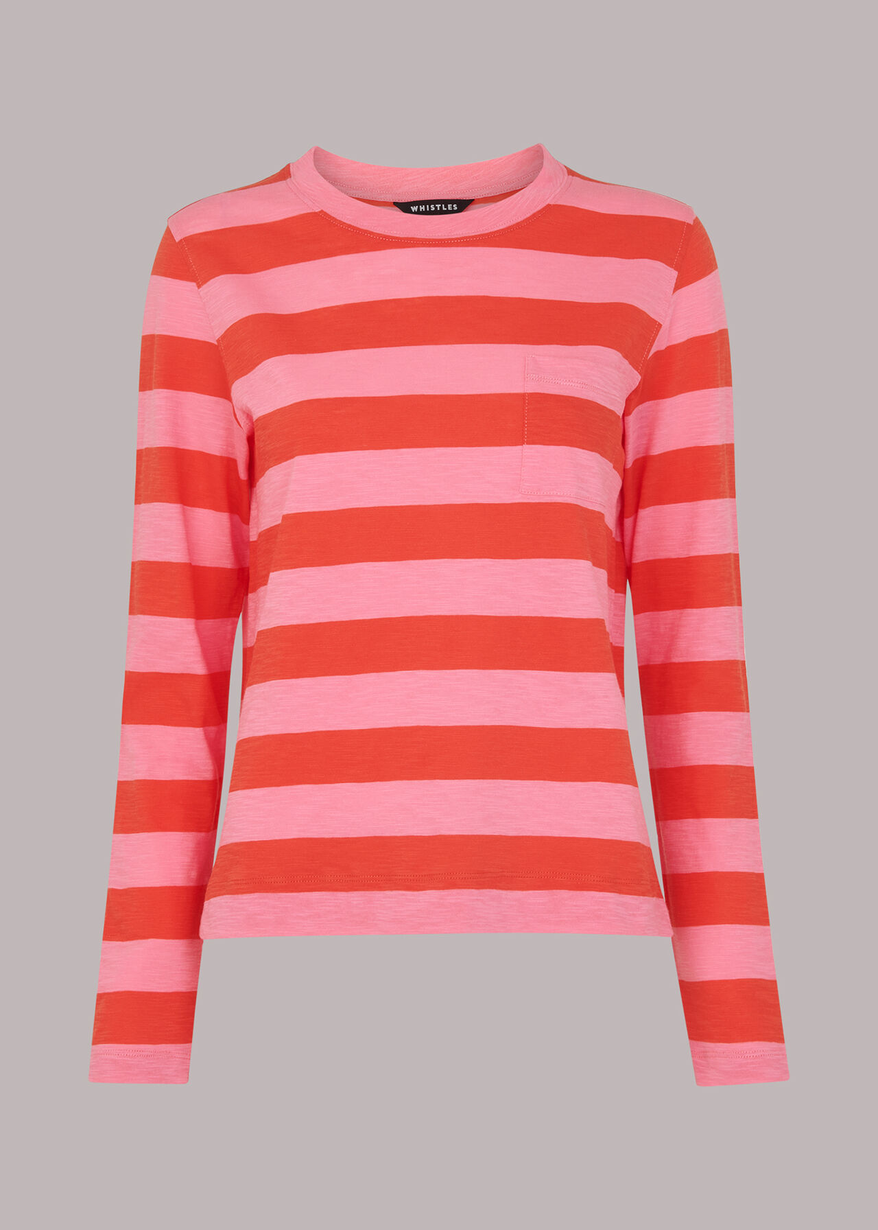 Stripe Crew Neck Pocket Top
